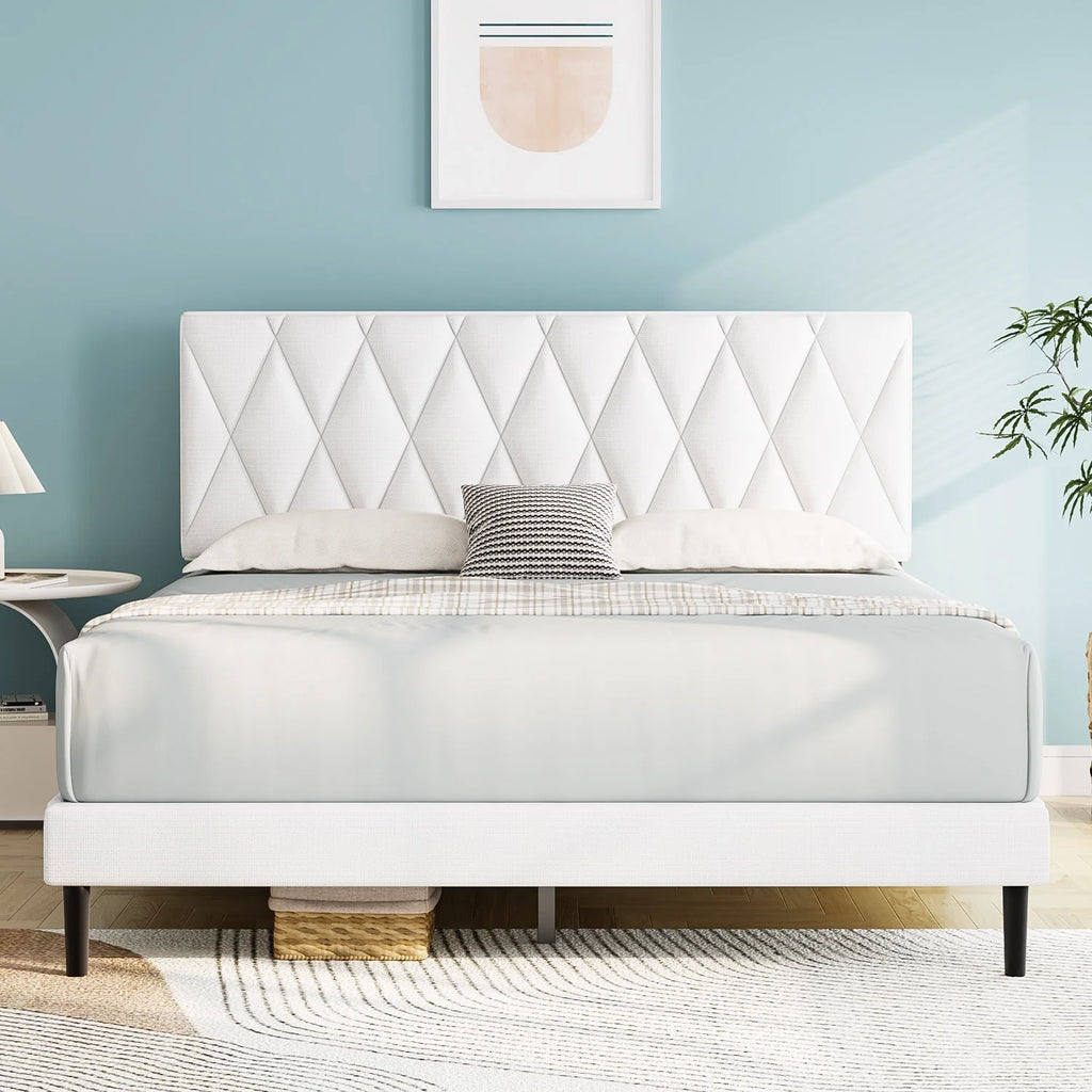 Queen Size Platform Bed with Upholstered Headboard T32203