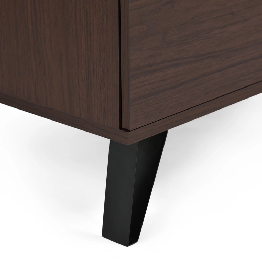 Walnut and Matte Black 4 Drawer Faux Wood Dresser B73259