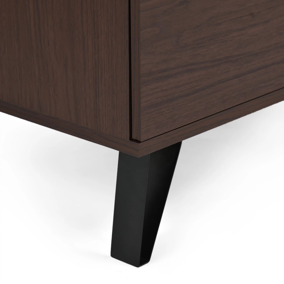Walnut and Matte Black 4 Drawer Faux Wood Dresser B73259