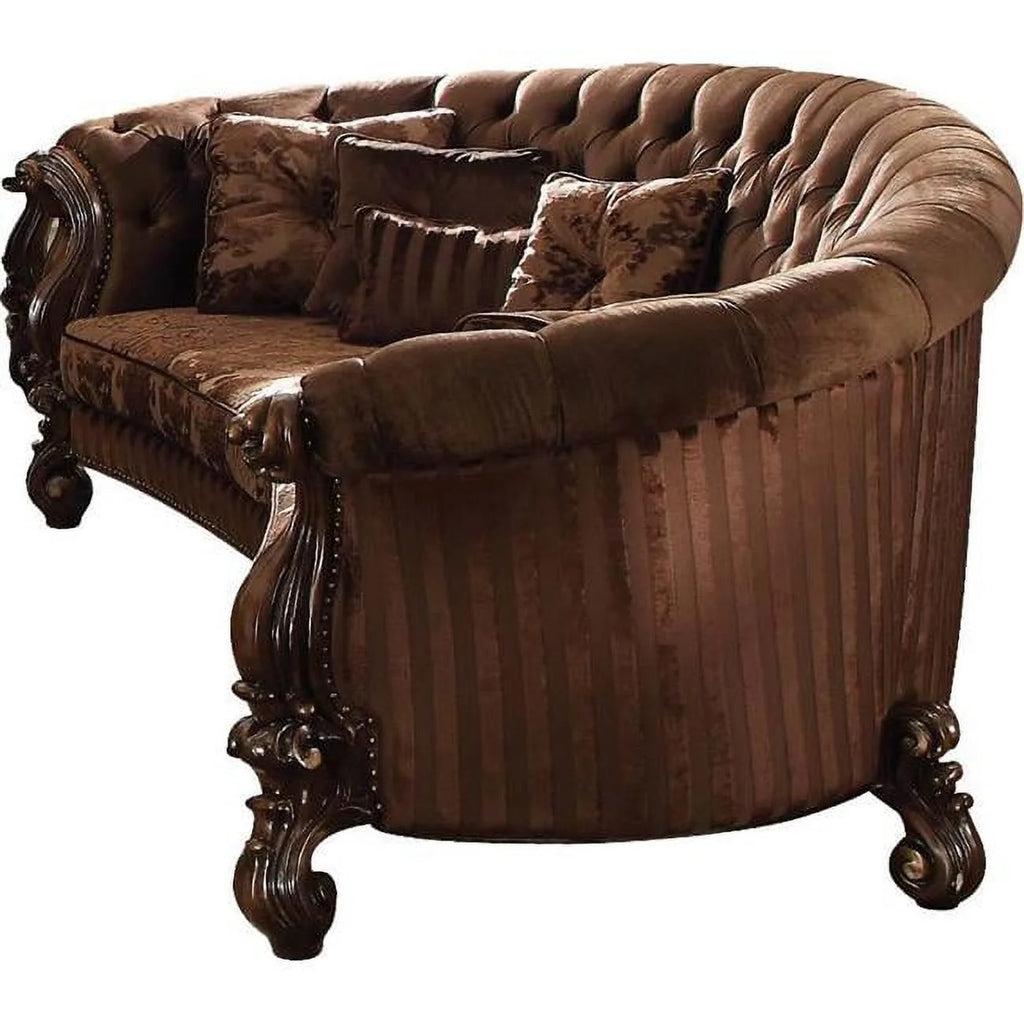 Brown Velvet Sofa with 5 Pillows A1881