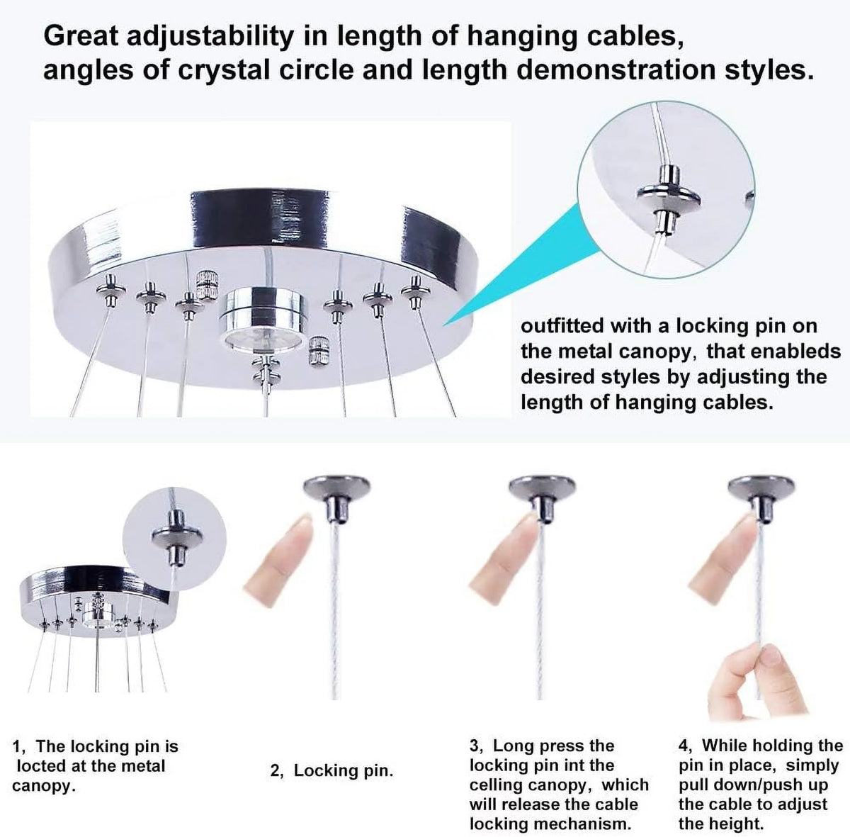 LED 3 Rings Crystal Chandelier Pendant Light J52312