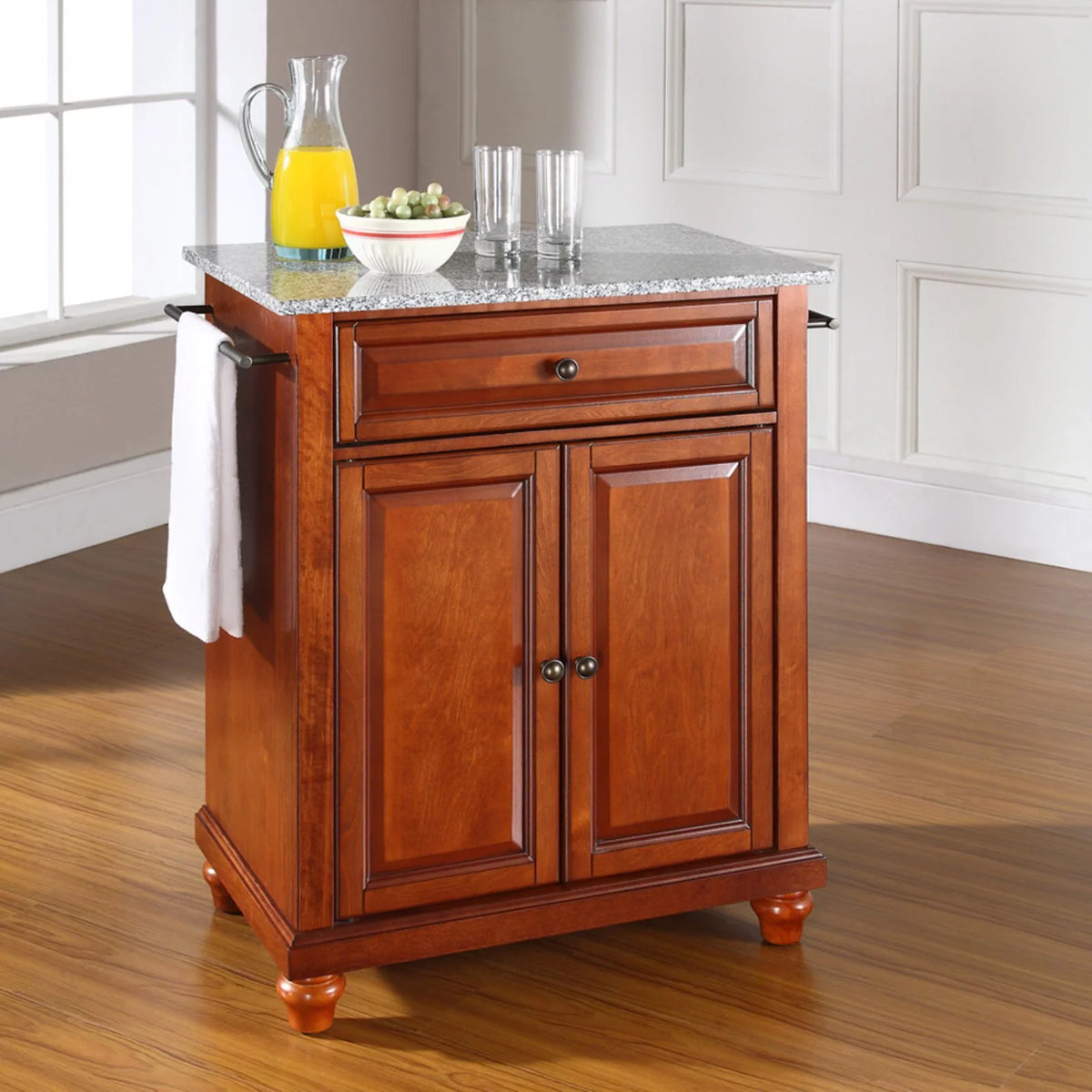 White Wood Portable Kitchen Island J343