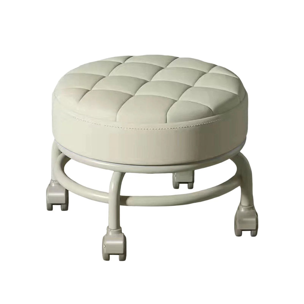 Beige Round Rolling Swivel Stool B60488