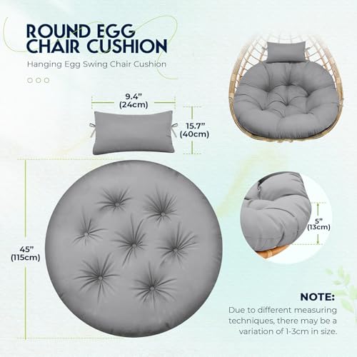 Round Waterproof Thicken Egg Chair Cushion with Pillow N63171