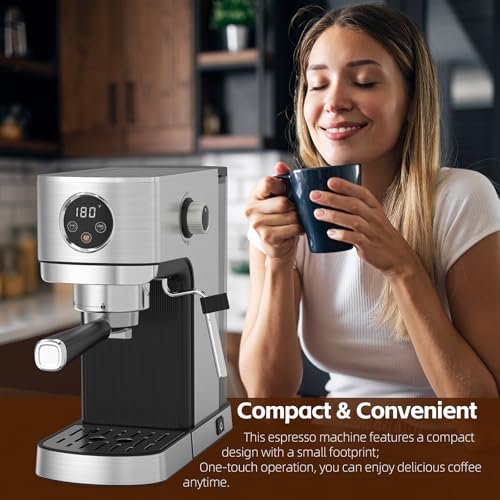 20 Bar Stainless Steel Espresso Machine with Steam Milk Frother H878908
