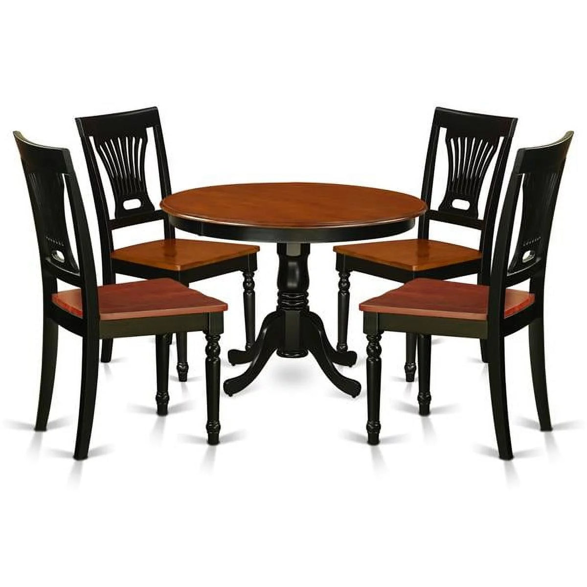 Round 5 Piece Dining Set with Solid Wood Seat B6560