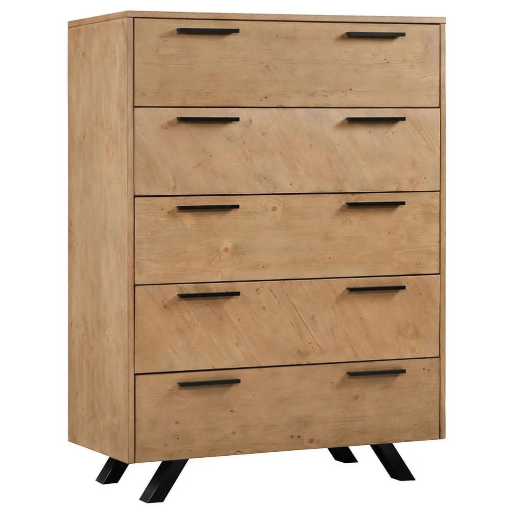 Light Honey Brown 5-drawer Rectangular Chest J731
