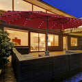 15FT Twin Patio Double-Sided Umbrella with 48 Solar LED Lights H207547