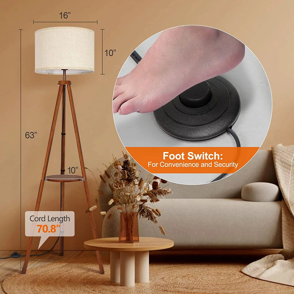 63" Tripod Floor Lamp with Shelves P606