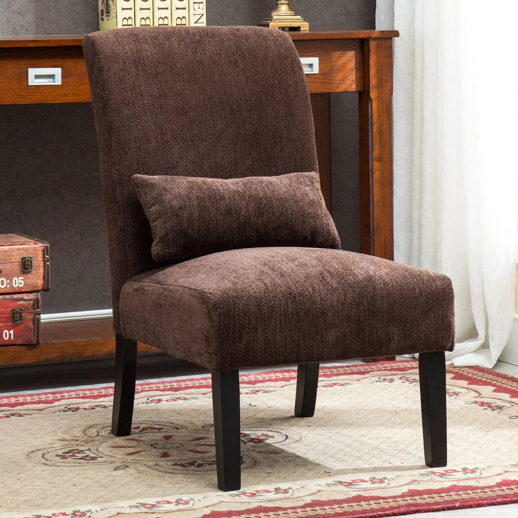 Fabric Armless Accent Chair with Kidney Pillow X4502