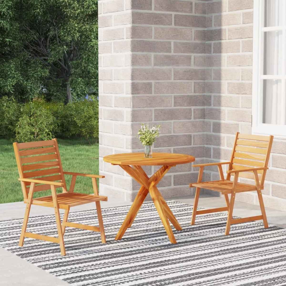3 Piece Acacia Wood Patio Dining Set I58165