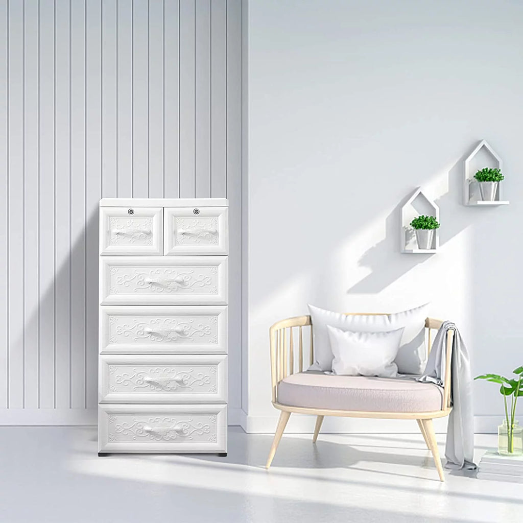 White 6 Drawers Plastic Storage Cabinet R259110