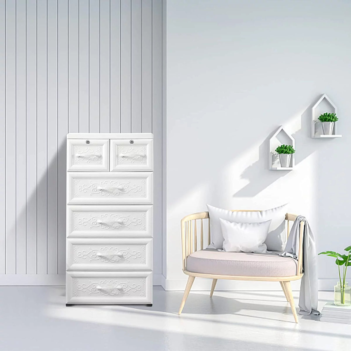 White 6 Drawers Plastic Storage Cabinet R259110