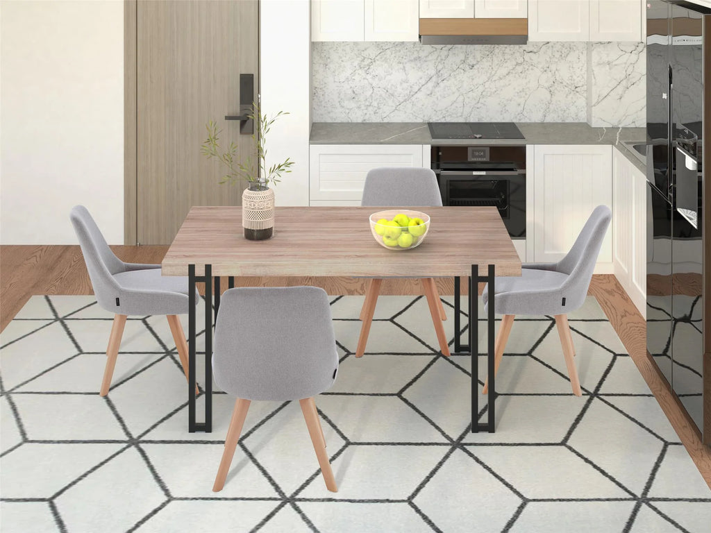 Kent Dining Table with Black Metal Legs, Wild Oak X960074