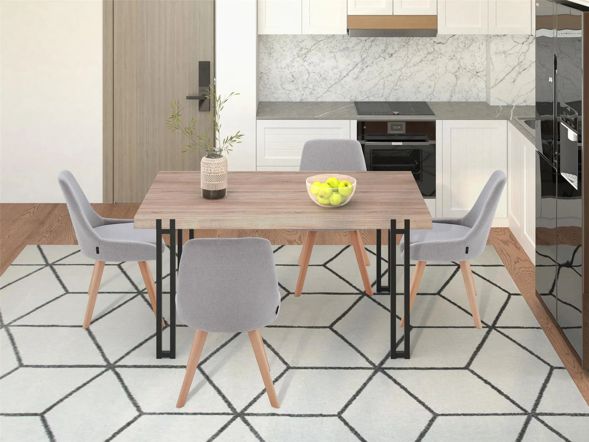 Kent Dining Table with Black Metal Legs, Wild Oak X960074