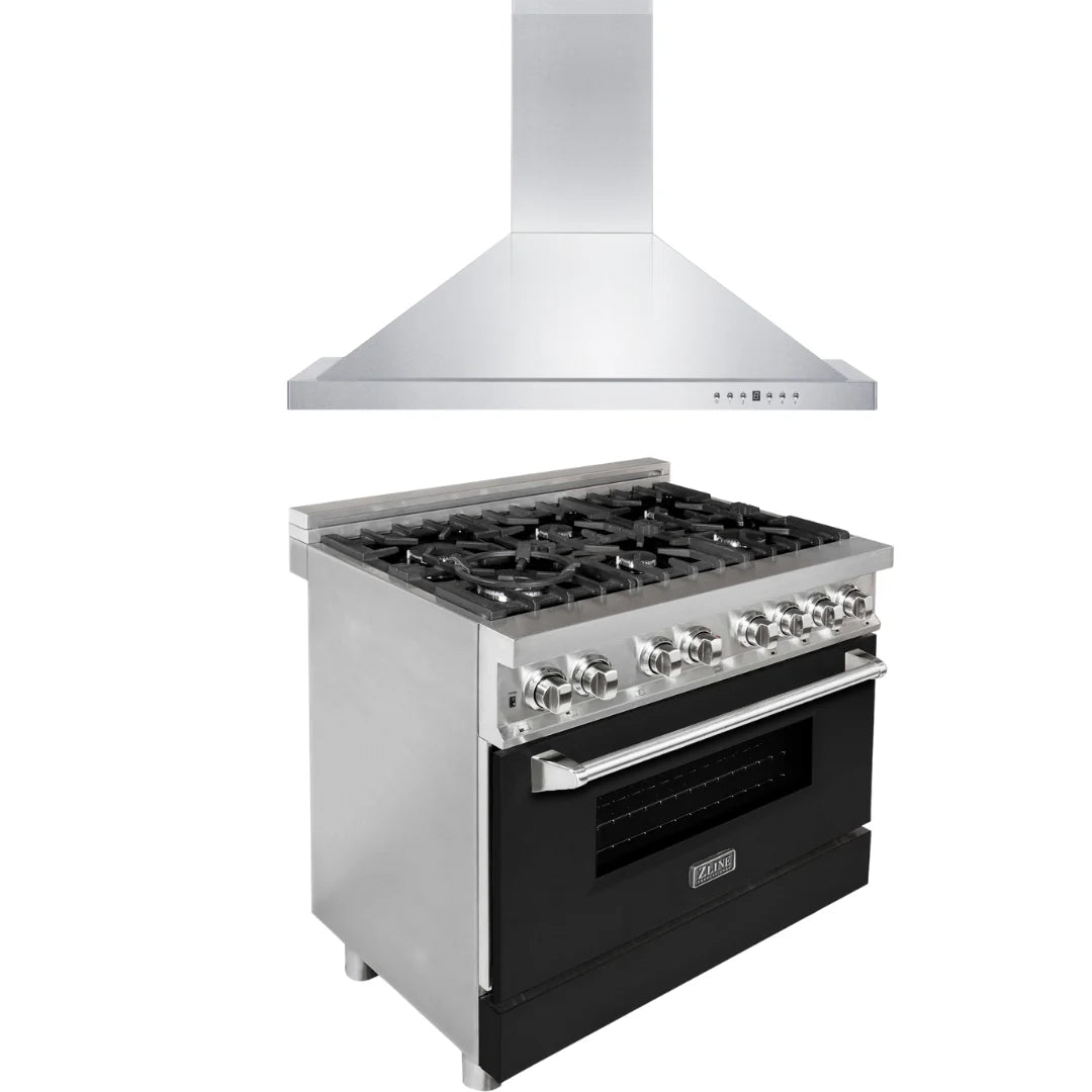 36 in. Dual Fuel Range and Range Hood Appliance Package M225
