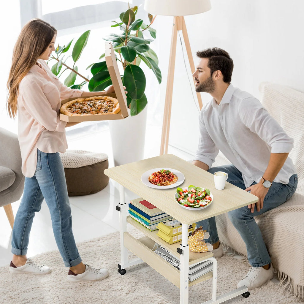 Height Adjustable Mobile Laptop Desk Cart with Lockable Wheels C29081