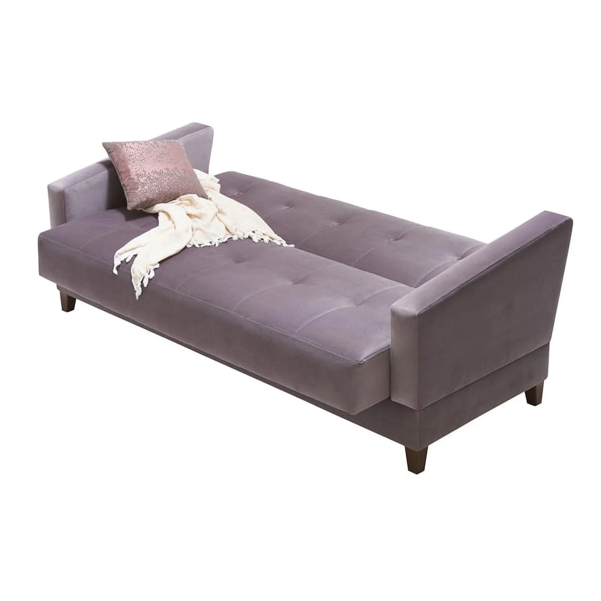 Gray 3-Seater Fabric and Wood Sofa Bed U849