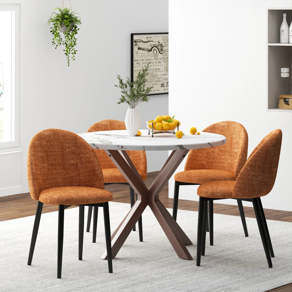 39.4" Round Wood Dining Table with Steel Legs B578