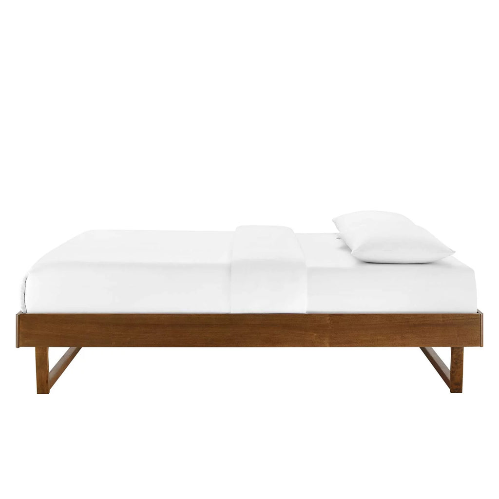 King Size Brown Walnut Wood Platform Bed Frame Z555131