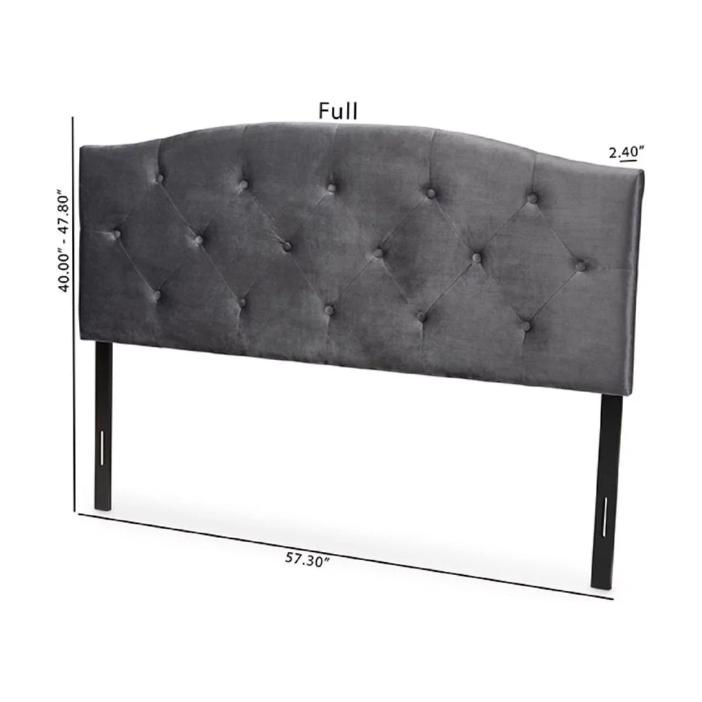 Grey Velvet Upholstered King Size Headboard C46738
