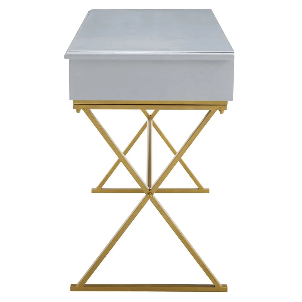 Gray Two Drawer Wood and Metal Desk X9760