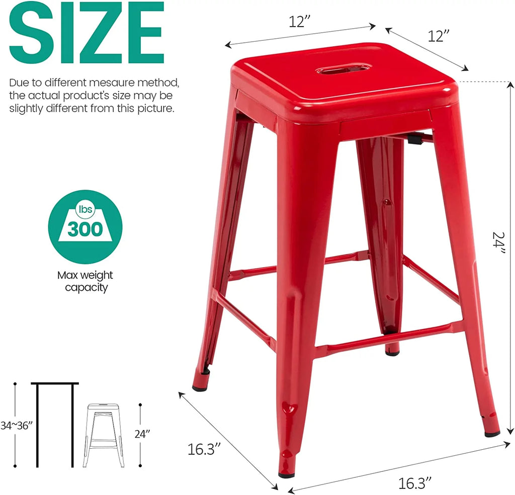 24" Backless Metal Barstool with Square Seat Z348