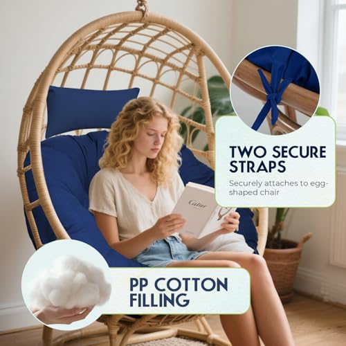 Round Waterproof Thicken Egg Chair Cushion with Pillow N63171