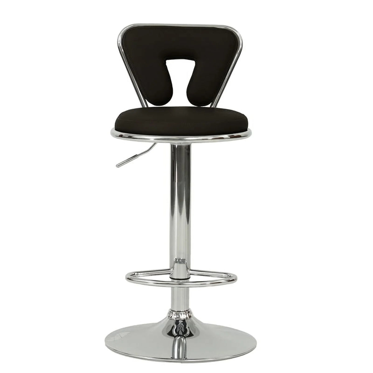 Black Faux Leather Adjustable Height Swivel Barstool Set of 2 M826525