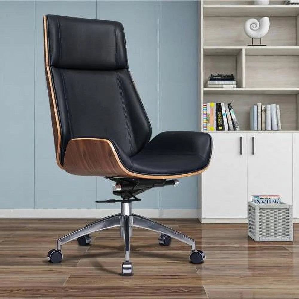 Black Genuine Leather Office Chair C757020