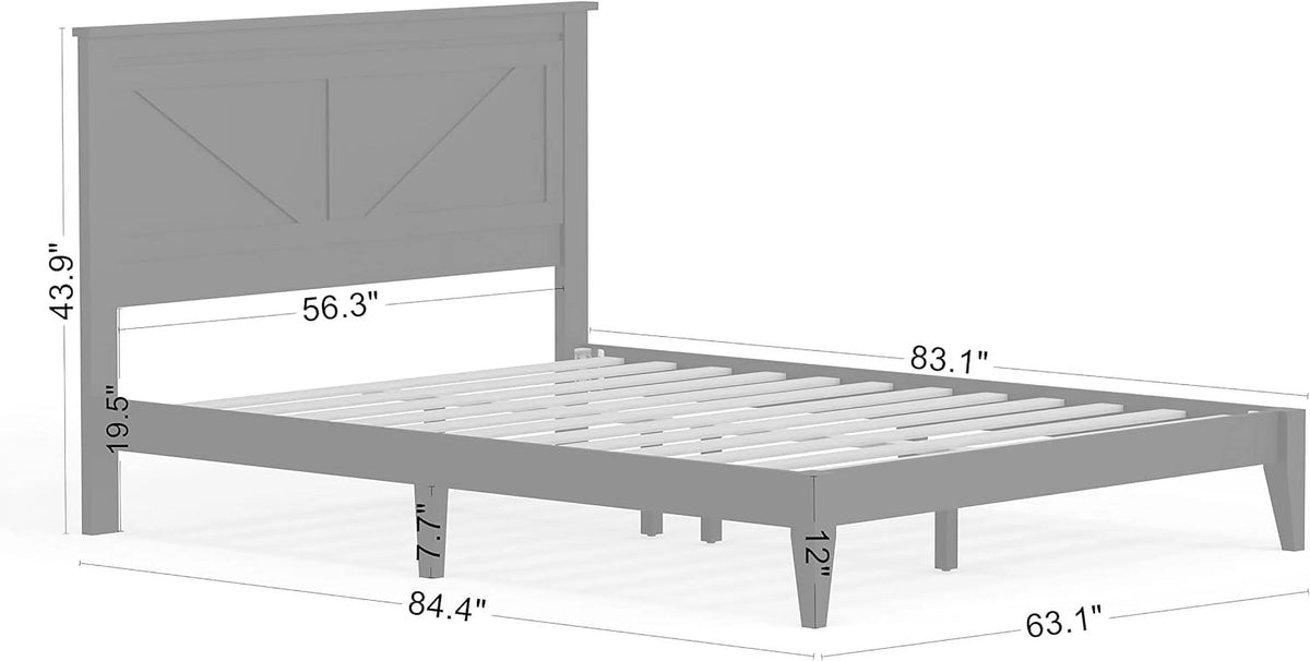 Queen Size Solid Wood Platform Bed Q693721