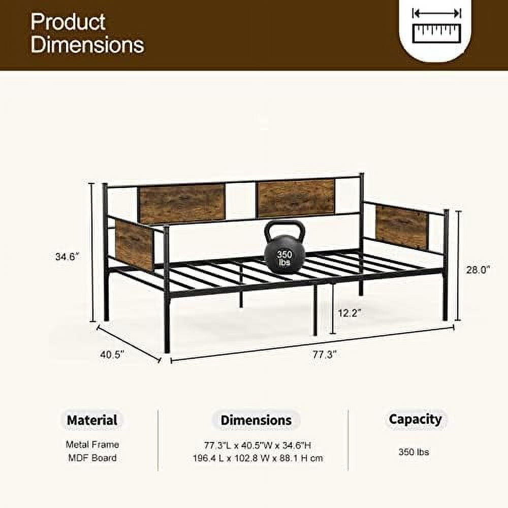 Twin Size Metal Daybed Frame with Steel Slats Support X3395
