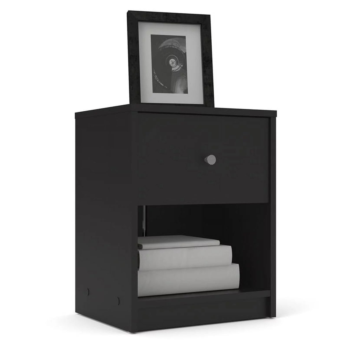 Black Engineered Wood 3 Drawer Chest 6 Drawer Dresser & Nightstand M87528