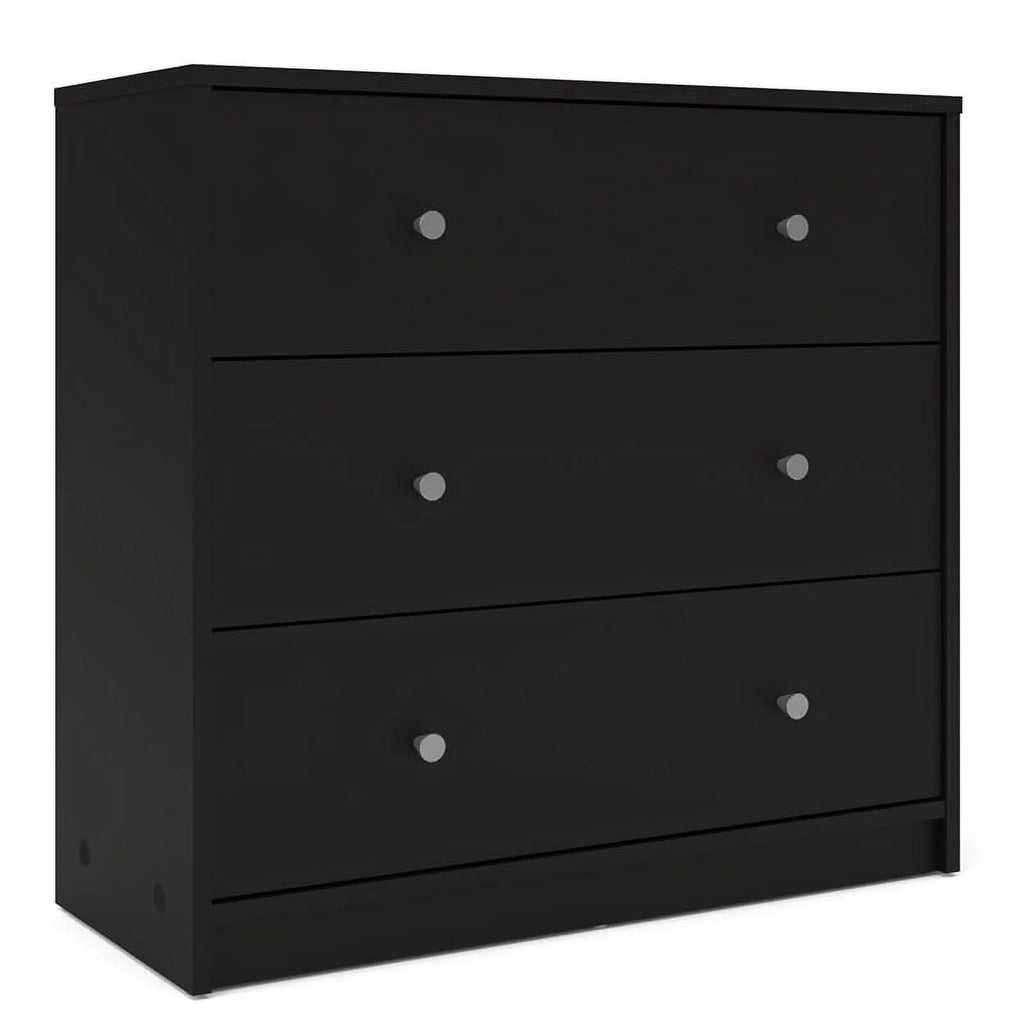 Black Engineered Wood 3 Drawer Chest 6 Drawer Dresser & Nightstand M87528