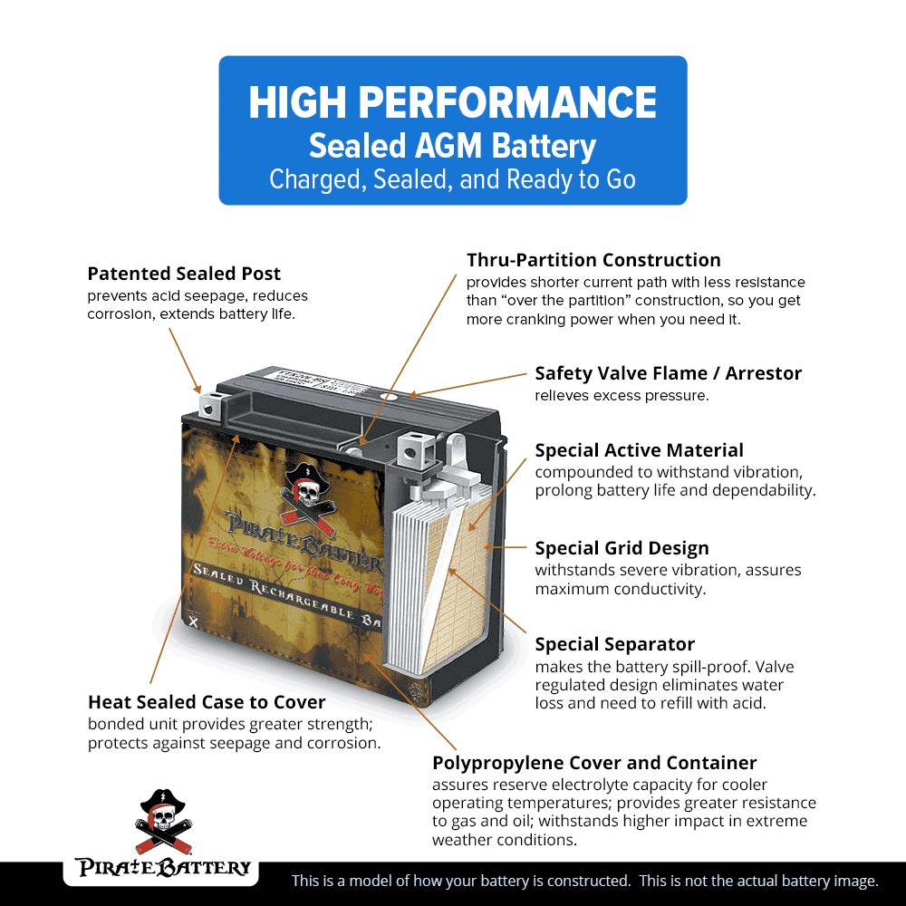 12 Volt 14 Ah 230 CCA ATV Battery N24278