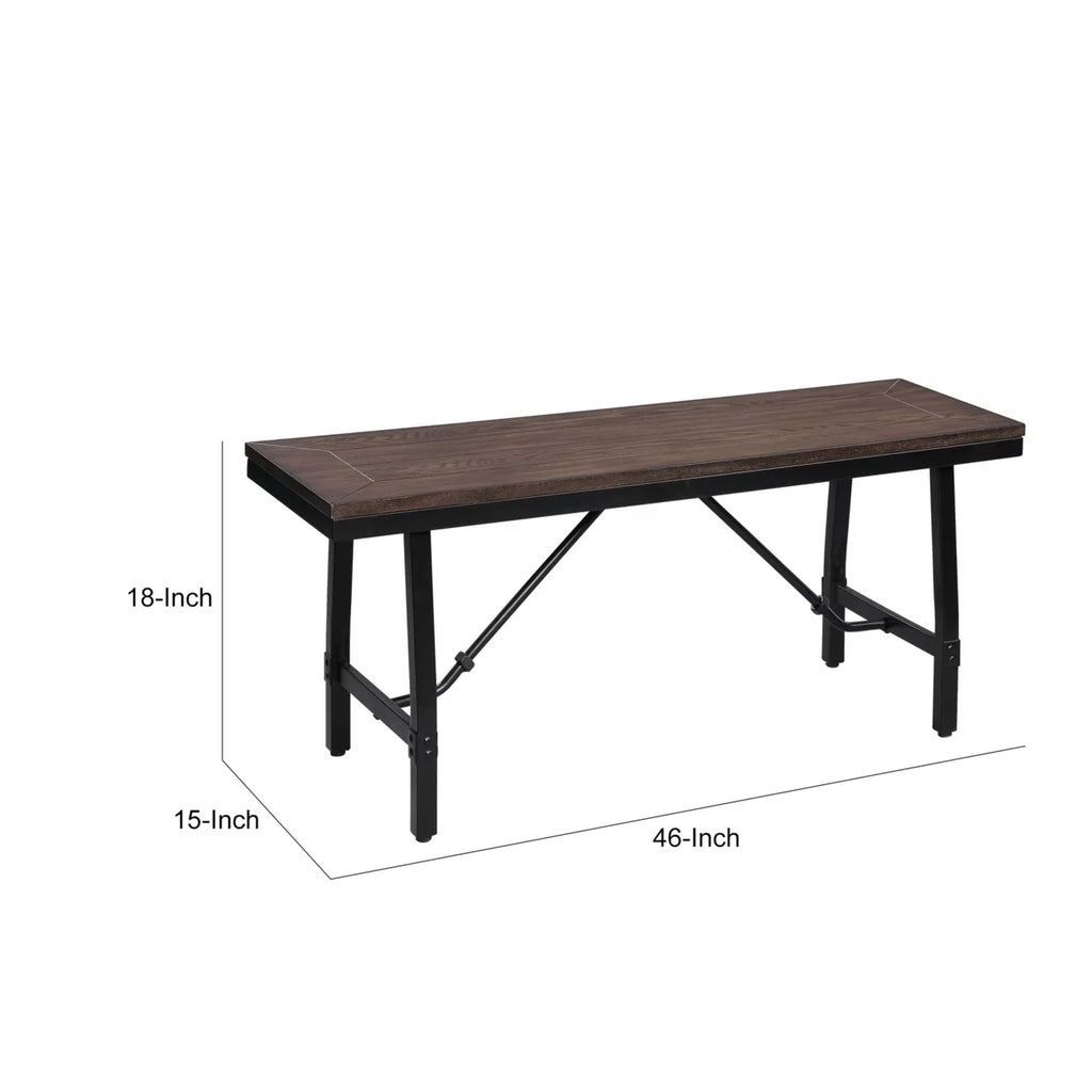 Industrial Wood and Metal Bench with Tube Leg Support T24220