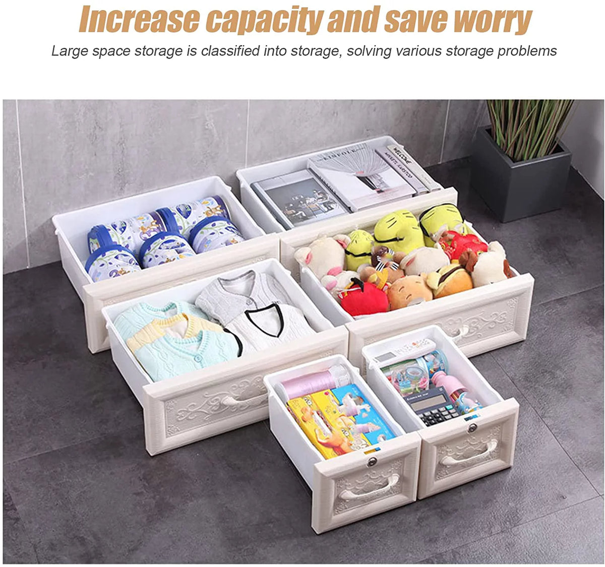 White 6 Drawers Plastic Storage Cabinet R259110