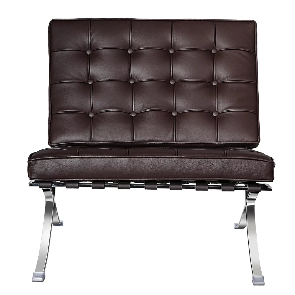 Leather Lounge Chair with Stainless Steel Frame M6973