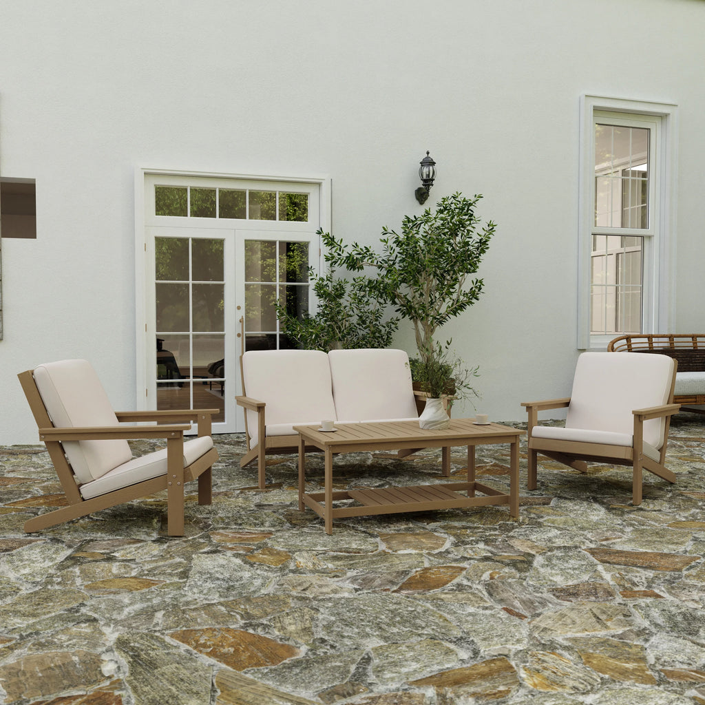 All-Weather Poly Resin Adirondack Chair with Cushions K416657