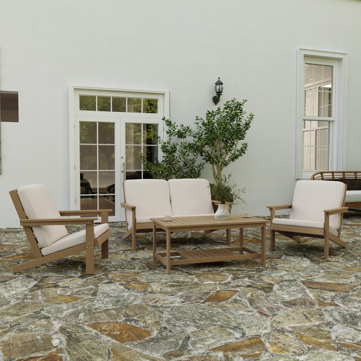 All-Weather Poly Resin Adirondack Chair with Cushions K416657