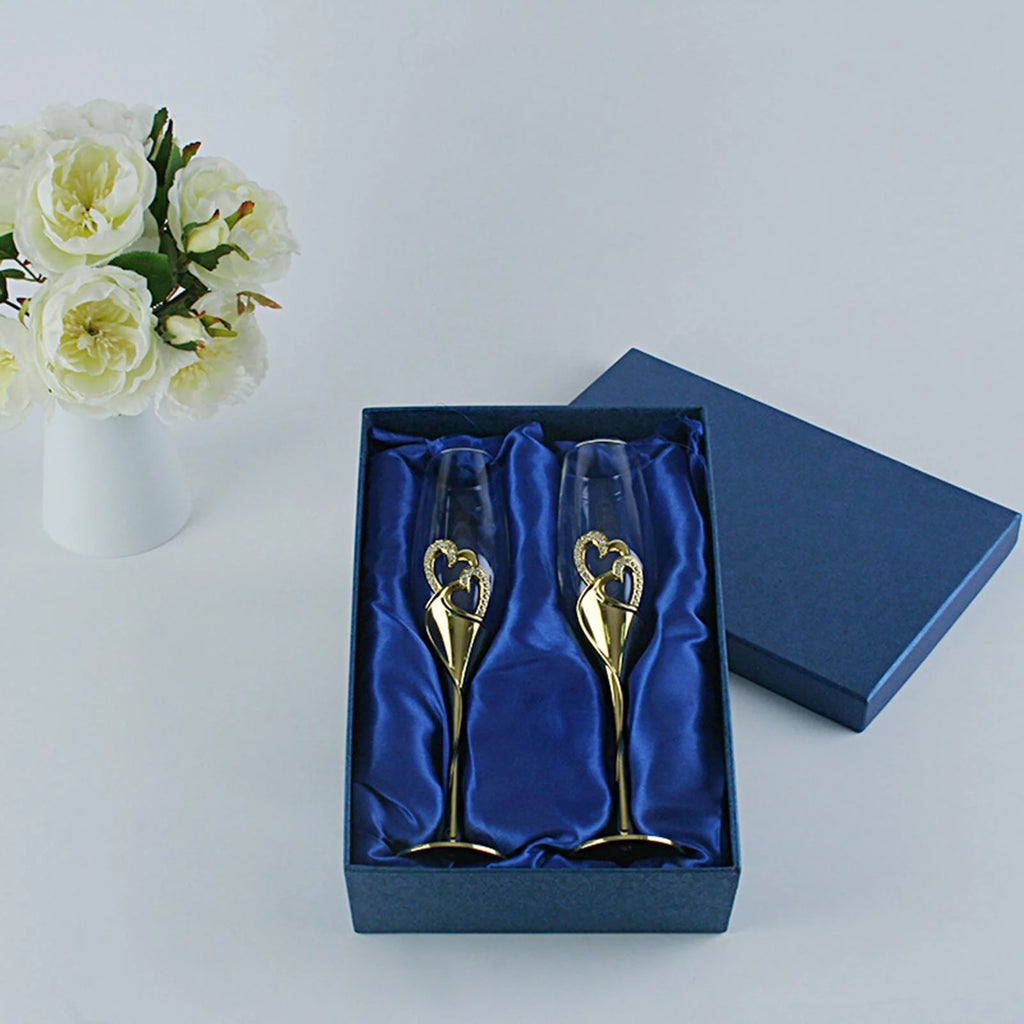 Champagne Flutes Glass Set of 2 Hand Blown Crystal R135
