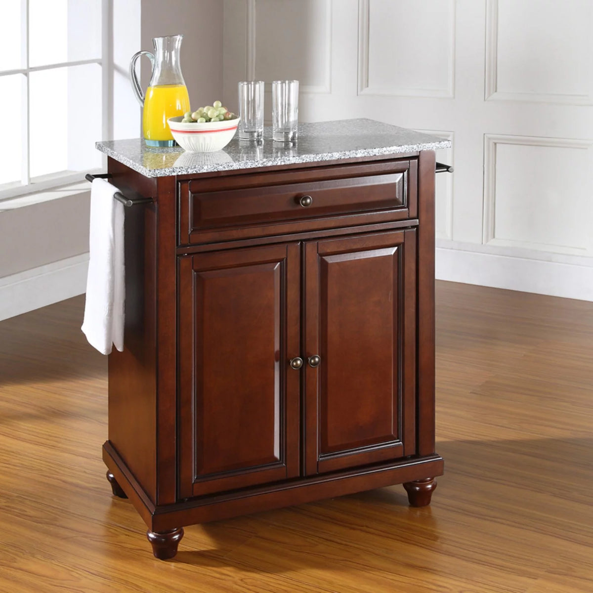 White Wood Portable Kitchen Island J343