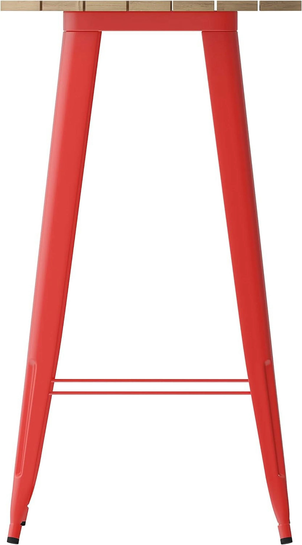 Indoor/Outdoor Bar Top Table Brown Resin Top Red Steel Base L5519