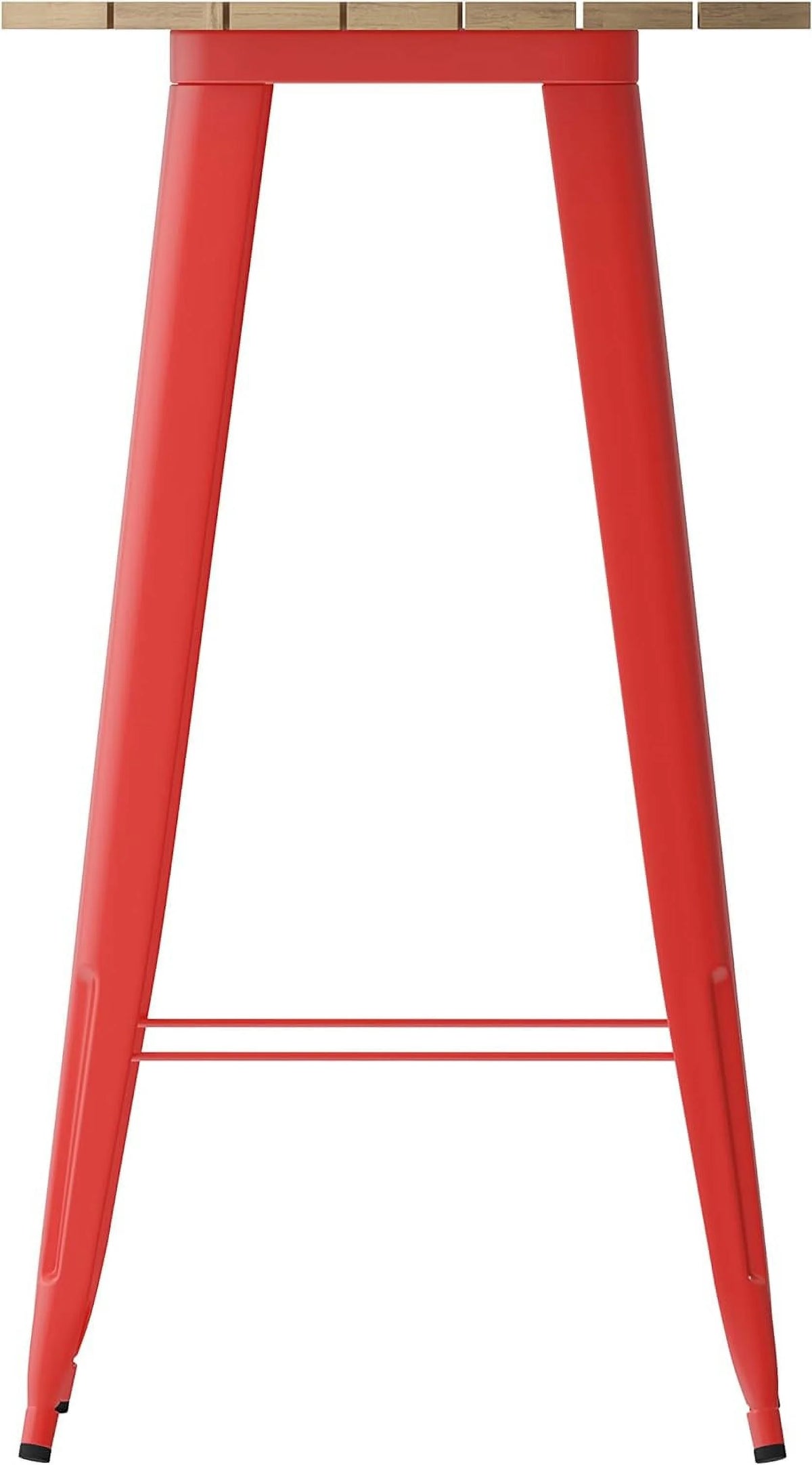 Indoor/Outdoor Bar Top Table Brown Resin Top Red Steel Base L5519