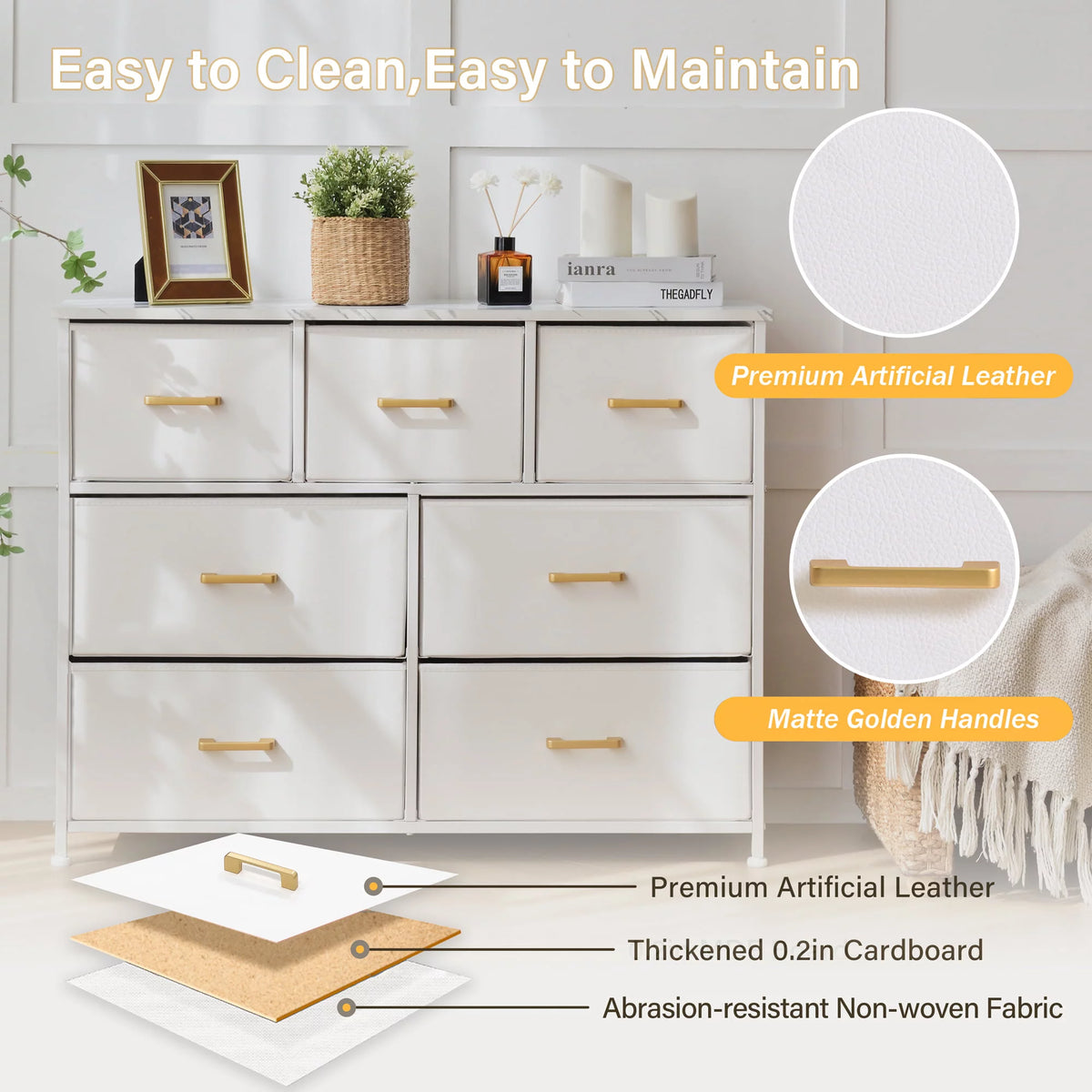 White 7 Drawer Dresser Chest Storage Organizer Z41852