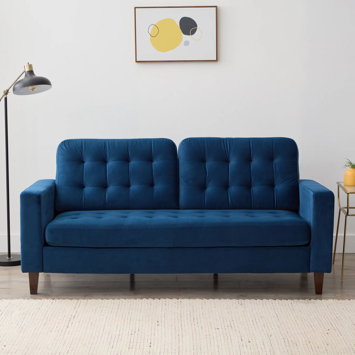 Navy Velvet Tufted Sofa U5420