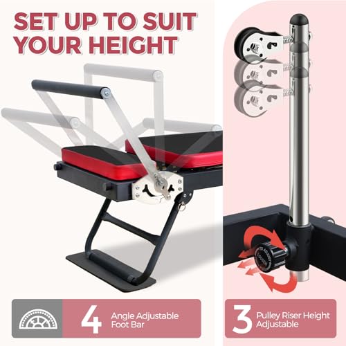 Foldable Pilates Reformer with Resistance Springs and Cords L19742