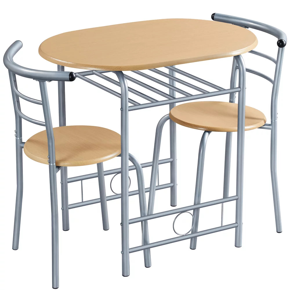 3 Piece Round Dining Table Set with Storage Rack B56804