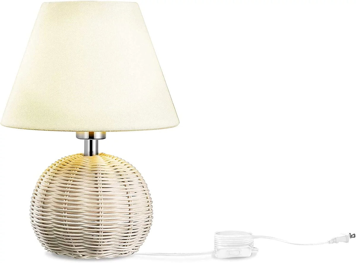 Woven Rattan Table Lamp with Drum Shade F7448