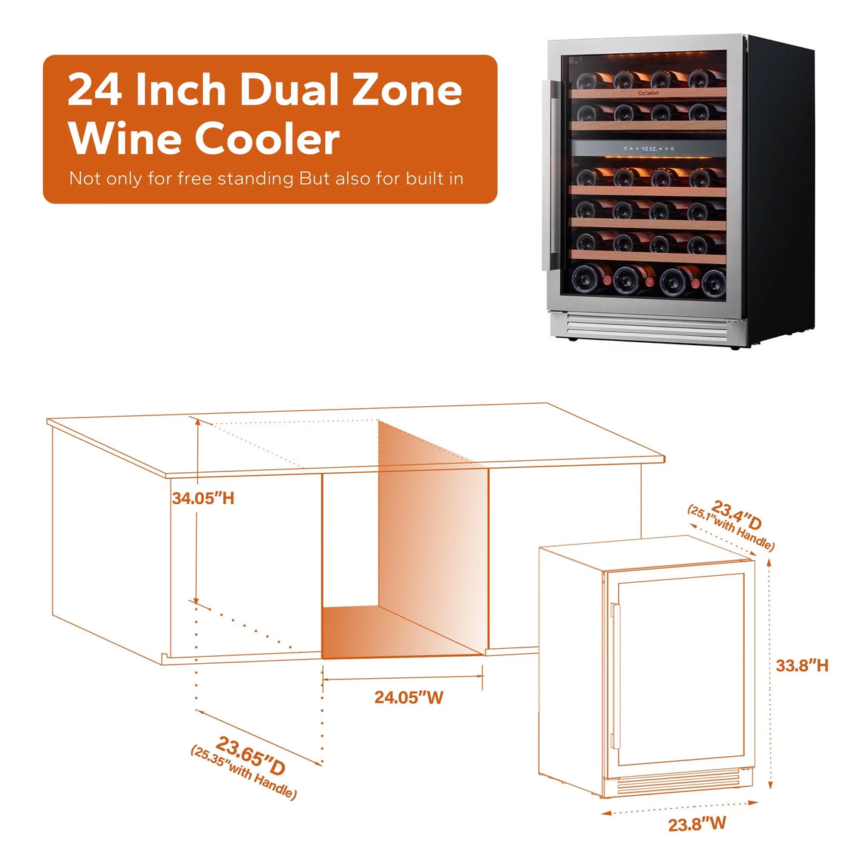24 inch 46 Bottle Stainless Steel Wine Cooler Refrigerator R8490